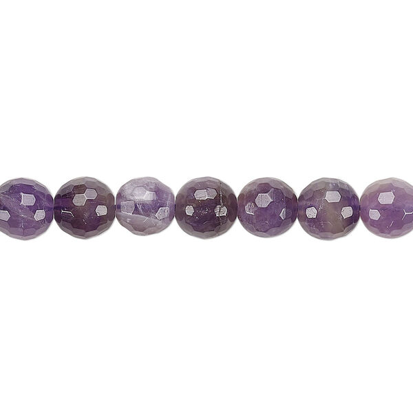 Bead, banded amethyst (natural), 6mm faceted round, B grade, Mohs hardness 7. Sold per 8-inch strand, approximately 30 beads. image number 0