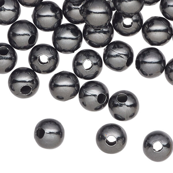 Bead, gunmetal-plated steel, 8mm round. Sold per pkg of 100. image number 0