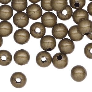 Bead, antique brass-plated steel, 8mm round. Sold per pkg of 500.
