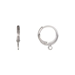 Ear wire leverback 1pkg4, 14.5mm round / open loop, stainless steel 2 pair