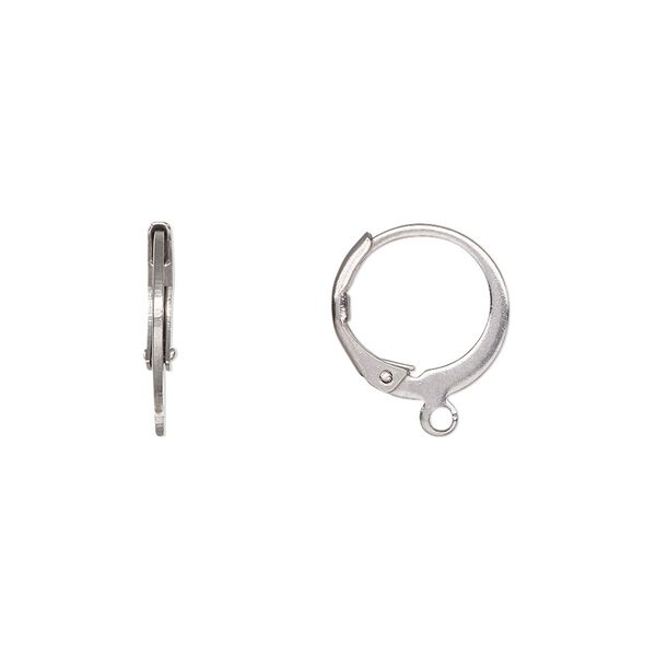 Ear wire leverback 1pkg4, 14.5mm round / open loop, stainless steel 2 pair image number 0