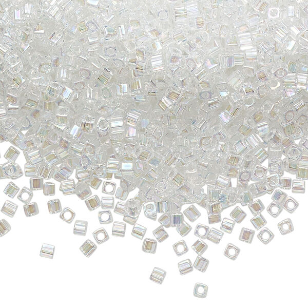 Seed bead, Miyuki 1pkg10g, glass, 1.8 square, translucent rainbow crystal clear (SB-250) image number 0