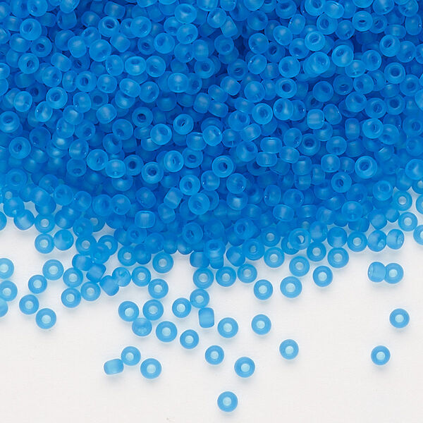 Seed bead, Dyna-Mites™, glass, pkg/40g, #11 round, translucent matte turquoise blue, (15MA 11/0 RR). image number 0