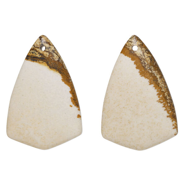 Focal, picture jasper (natural), 30x20mm shield, B grade, Mohs hardness 6-1/2 to 7. Sold per pkg of 2. image number 0