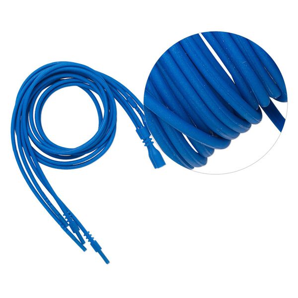 Necklace cord, silicone, opaque blue, 2.2-2.5mm wide, 18 inches with snap closure. Sold per pkg of 4. image number 0