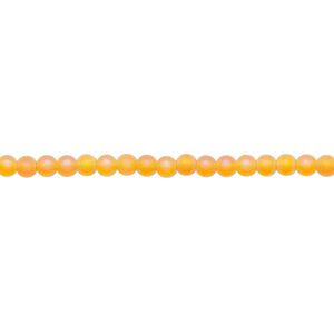 Bead, glass, translucent matte orange AB, 2.5mm round. Sold per 15-1/2 to 16-inch strand.