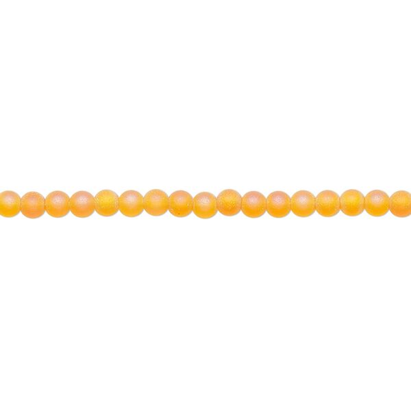 Bead, glass, translucent matte orange AB, 2.5mm round. Sold per 15-1/2 to 16-inch strand. image number 0