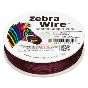Wire, Zebra Wire™, color-coated copper, magenta, round, 28 gauge. Sold per 1/4 pound spool, approximately 164 yards.