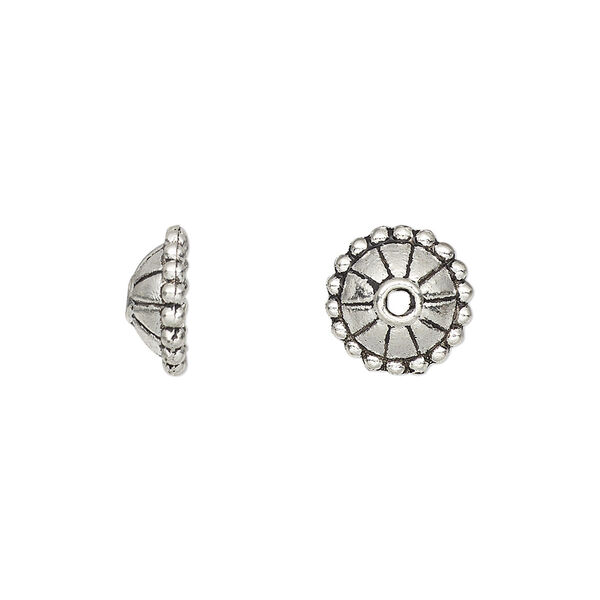 Bead cap, antique silver-plated "pewter" (zinc-based alloy), 11x5mm cone, fits 8-16mm bead. Sold per pkg of 50. image number 0