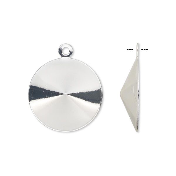 Drop, Almost Instant Jewelry®, silver-finished brass, 19mm round with 18mm rivoli setting. Sold per pkg of 10. image number 0