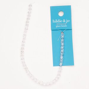 Bead glass 1pk 4mm faceted round, clear 7 inch