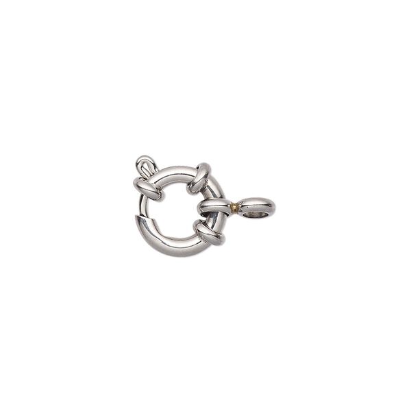 Clasp, springring, stainless steel, 11mm with nautical design. Sold individually. image number 0