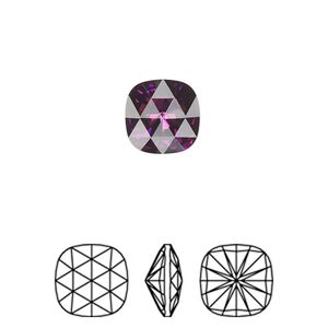 Fancy stone 2pk amethyst foil back, Crystal Passions® 10mm rose cut cushion 4471