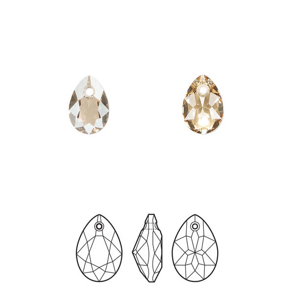 Drop 72pk crystal golden shadow, Swarovski® 9mm pendant pear cut 6433 image number 0