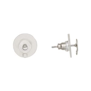 Earstud 1pkg20, 6mm flat pad / closed loop / comfort clutch, stainless steel / plastic clear 10 pair