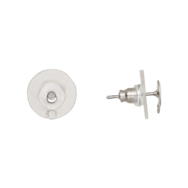 Earstud 1pkg20, 6mm flat pad / closed loop / comfort clutch, stainless steel / plastic clear 10 pair image number 0