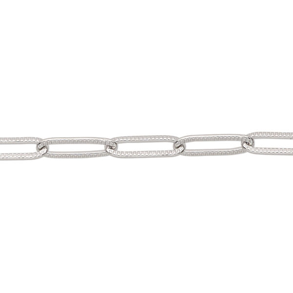 Chain, stainless steel, 4mm textured paperclip. Sold per pkg of 5 feet. image number 0