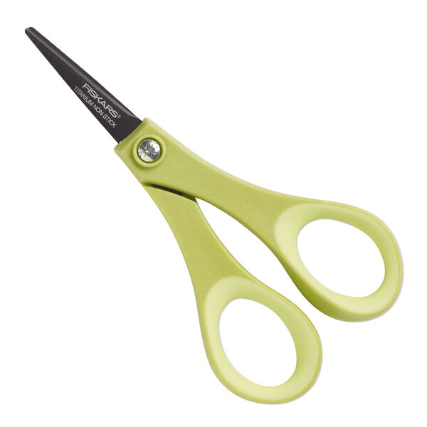 Scissors, FISKARS® Soft Grip®, plastic and titanium-coated stainless steel, 5x2-1/2 inches. Sold individually. image number 0
