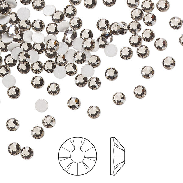Flat back 1440pk black diamond foil back, Preciosa MAXIMA Czech crystal rhinestone 3-3.2mm chaton rose round SS12 image number 0