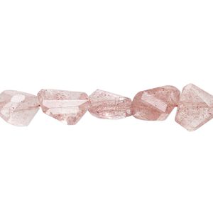 Strawberry quartz 1pkg1, hand-cut faceted freeform bead natural 8 inch 8x6mm-12x10mm