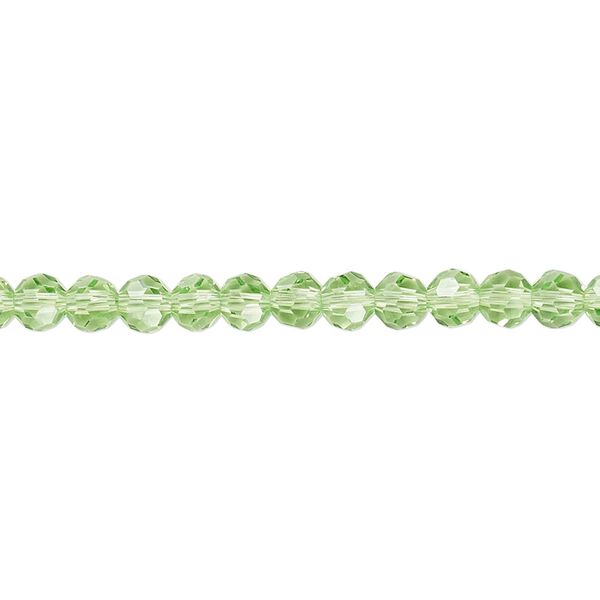 Bead 1pk 32 facets transparent lime green, Celestial Crystal® 4mm round 15.5-16 inch image number 0