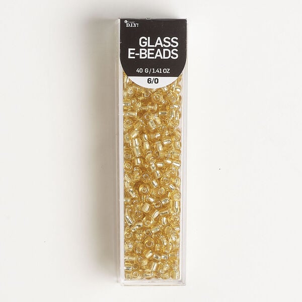Seed bead, glass, 1pkg1, #6 round, 40g, translucent silver-lined gold image number 0