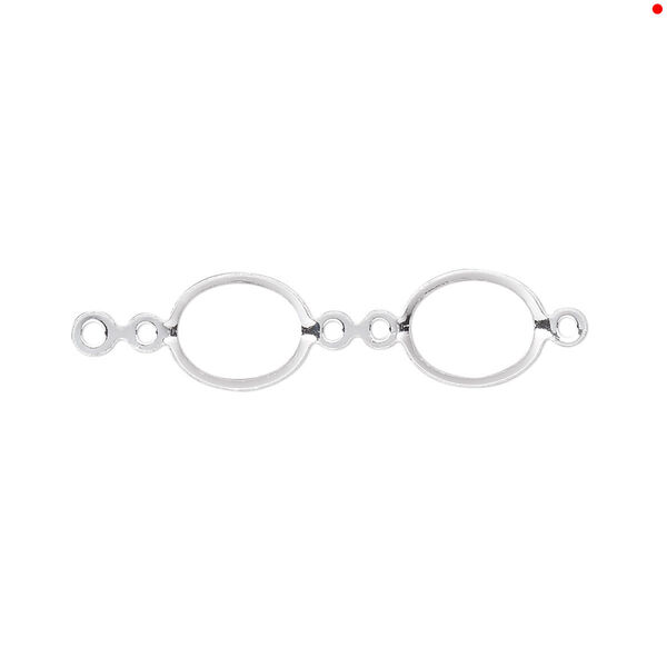 Link, sterling silver, 9x7mm oval fold-over bezel setting. Sold per pkg of 4. image number 0