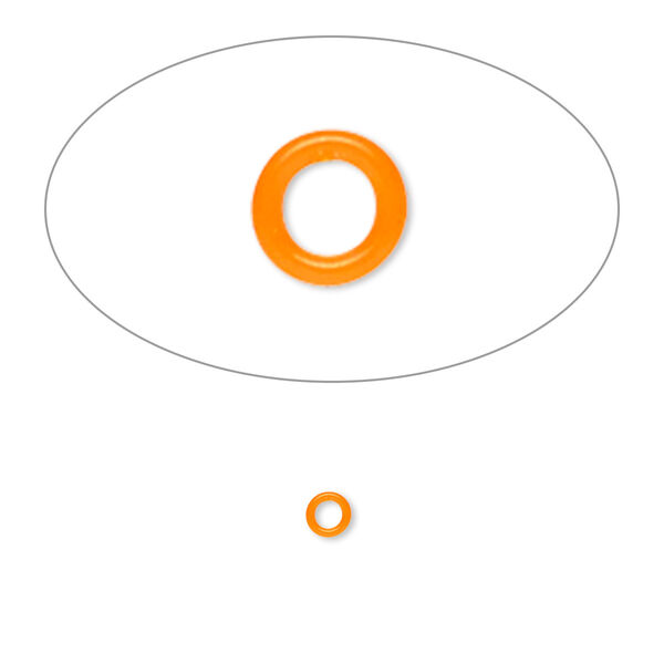 Component, Oh! Ring™, silicone, neon orange, 3mm round with 2mm hole. Sold per pkg of 1,000. image number 0