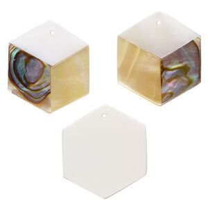 Multi-shell 1pkg2, hexagon drop multicolored 20x17mm