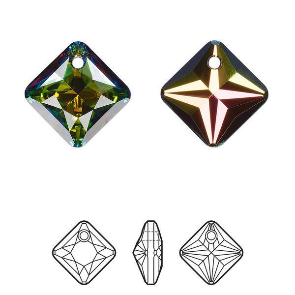 Drop 24pk crystal vitrail medium P, Swarovski® 16mm pendant princess cut 6431 image number 0