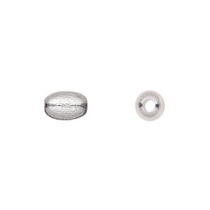 Bead 1pkg2 sterling silver, 9x6mm oval / dimpled texture