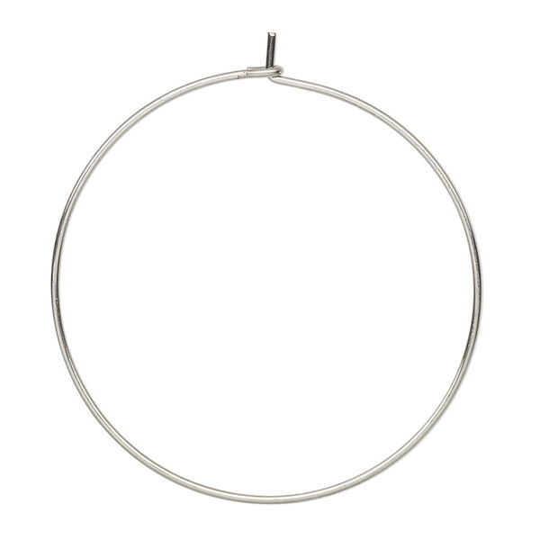 Component, stainless steel, 34.5mm round hoop, 21 gauge. Sold per pkg of 10-pair. image number 0