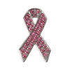 Spot pin 1pkg1, imitation rhodium-plated "pewter" (zinc alloy) / glass rhinestone, pink, 35x21mm awareness ribbon image number 0