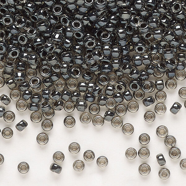 Seed bead, Miyuki, glass, pkg/50g, #8 rocaille, translucent steel-lined luster crystal clear (RR-2276). image number 0