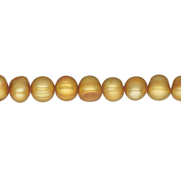 Pearl, cultured freshwater (dyed), burnt umber, 6-7mm semi-round, C grade, Mohs hardness 2-1/2 to 4. Sold per 15-inch strand. image number 0