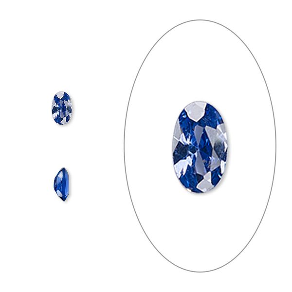 Gem, cubic zirconia, spinel blue, 5x3mm faceted oval, Mohs hardness 8-1/2. Sold per pkg of 5. image number 0