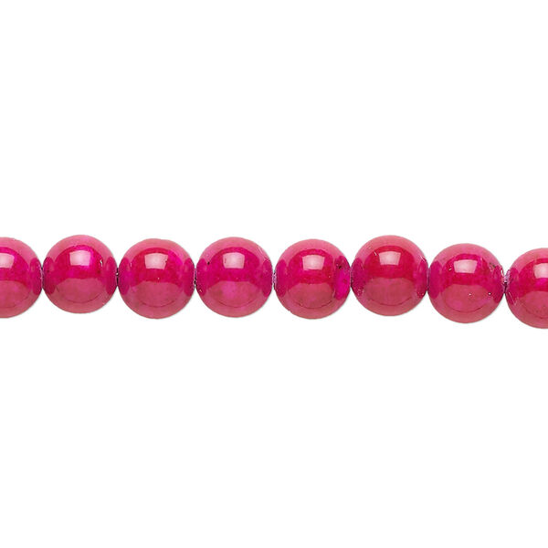 Bead, resin, fuchsia, 6mm round. Sold per 7-inch strand, approximately 30 beads. image number 0