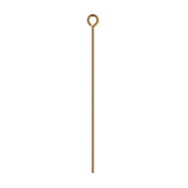 Eye pin, antique gold-plated brass, 1-1/2 inches, 21 gauge. Sold per pkg of 100. image number 0