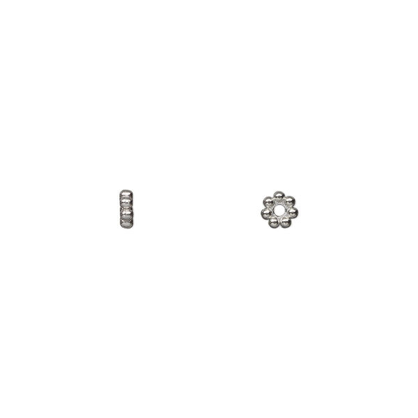 Bead, stainless steel, 4x1.5mm beaded rondelle. Sold per pkg of 12. image number 0
