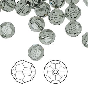 Bead 144pk black diamond, Crystal Passions® 8mm round 5000