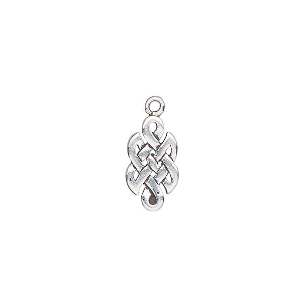 Charm, antiqued sterling silver, 14x7.5mm single-sided Celtic knot. Sold individually. image number 0