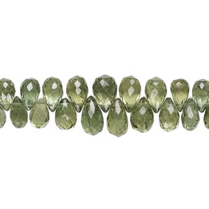 Green apatite 1pkg1, hand-cut top-drilled faceted briolette bead natural 8 inch graduated 5x3mm-8x5mm