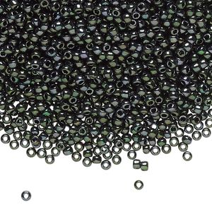 Seed bead, TOHO BEADS®, glass, pkg/7.5g, #11 round, opaque metallic moss (TR-11-89).