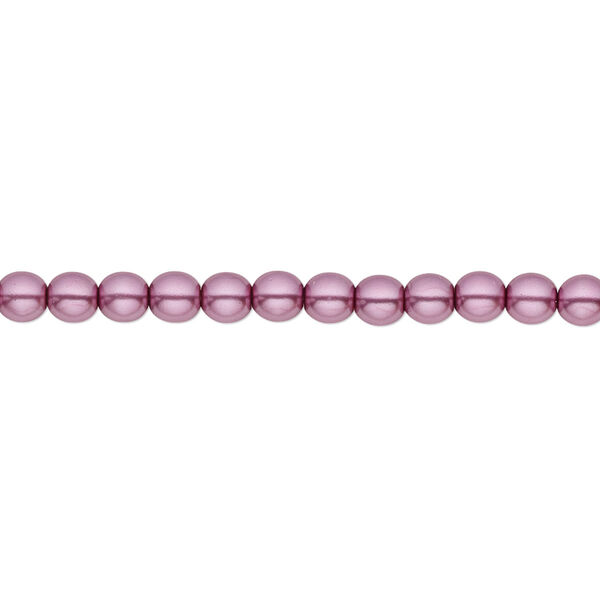 Bead, Czech pearl-coated glass druk, opaque lilac, 4mm round. Sold per 15-1/2" to 16" strand. image number 0
