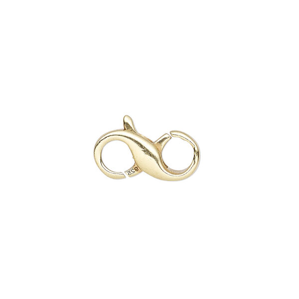 Clasp, lobster claw, "vermeil," 16x9mm double-ended infinity. Sold individually. image number 0