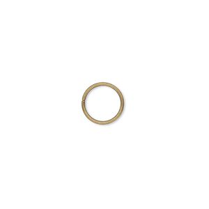 Jump ring, antique gold-plated brass, 9mm round, 7.5mm inside diameter, 20 gauge. Sold per pkg of 500.