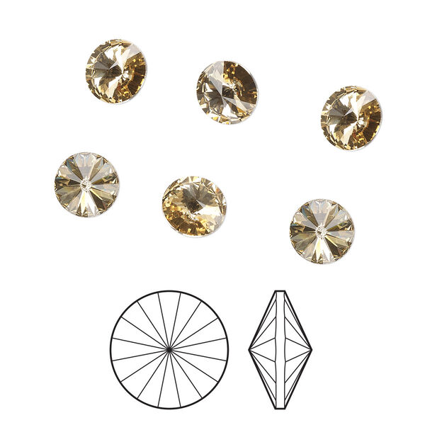 Chaton 6pk light Colorado topaz foil back, Preciosa MAXIMA Czech crystal rhinestone 12mm rivoli image number 0