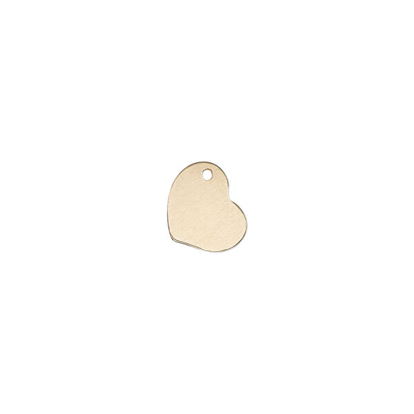Charm, 14Kt gold-filled, 10x8mm two-sided flat heart. Sold per pkg of 2. image number 0