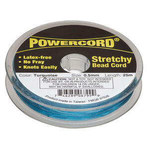 Cord, Powercord&reg;, elastic, turquoise, 0.5mm, 4-pound test. Sold per 25-meter spool.