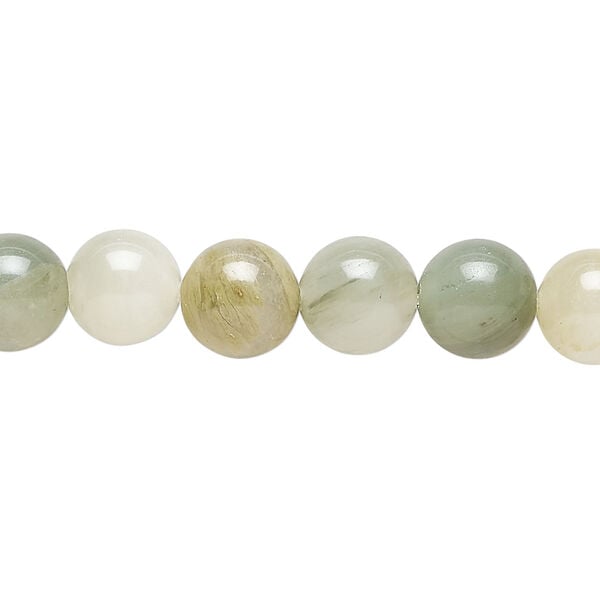 Green line jasper 1pkg1, round bead natural, 15 inch 8-9mm image number 0